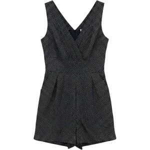 Corey P Polka Dot Dress Women Size 12 Black White V-Neck Fit & Flare Pockets